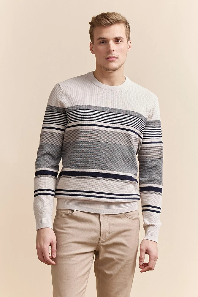 Pull texturé rayures multi tons