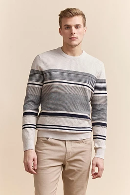 Pull texturé rayures multi tons