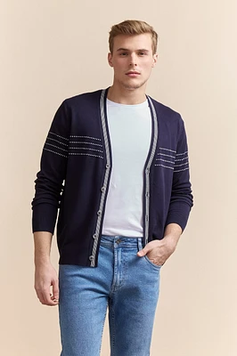 Cardigan en tricot détails contrastants