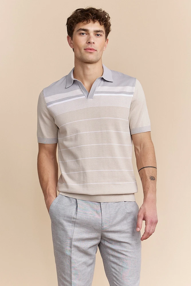 Stripes blocking knitted polo