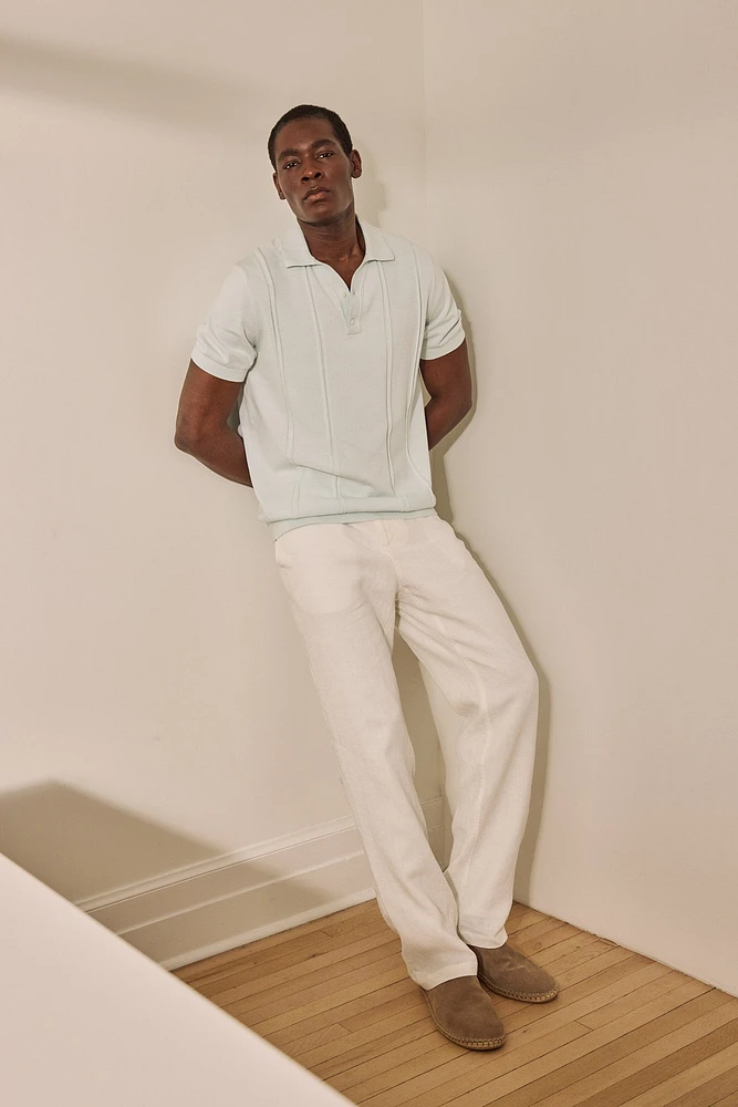 Pantalons en lin à côtés élastiques