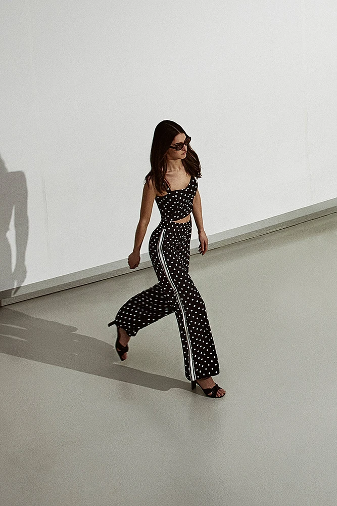Polka dot wide leg pants