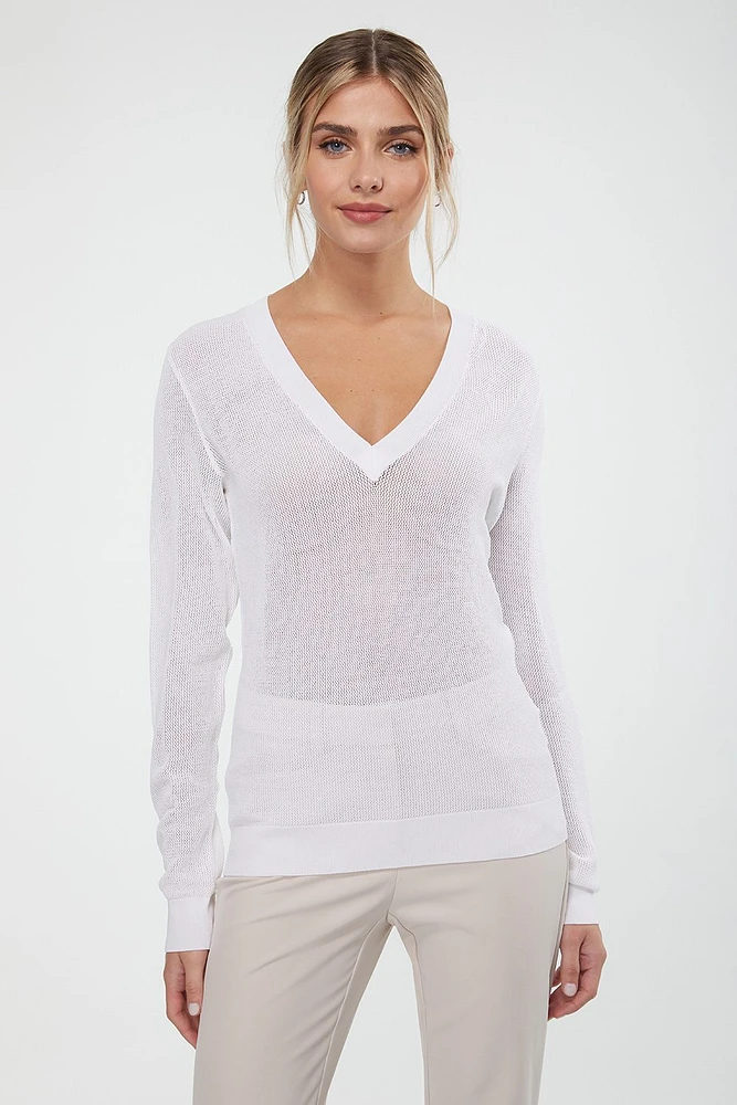Mesh V neck sweater