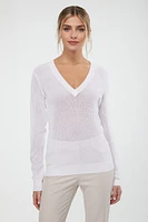 Mesh V neck sweater