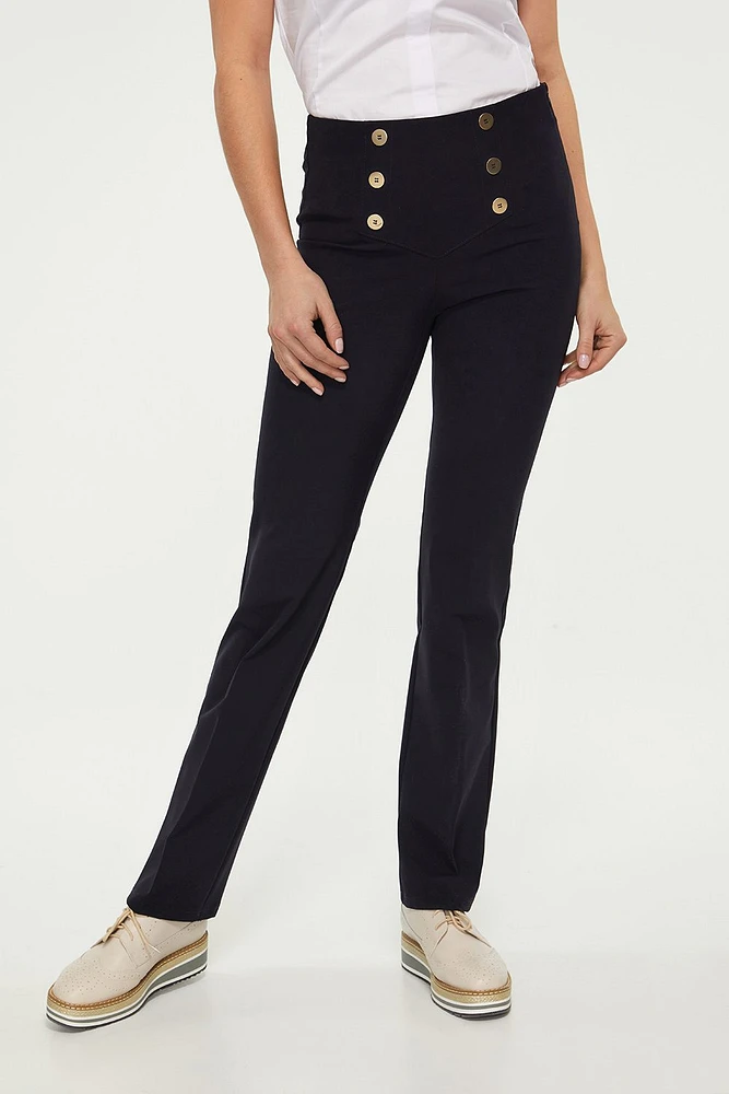 High waist wide leg sailor style pant