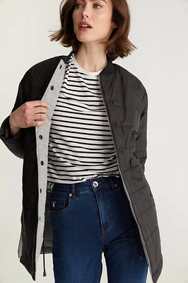 Manteau ample matelassé col de tricot