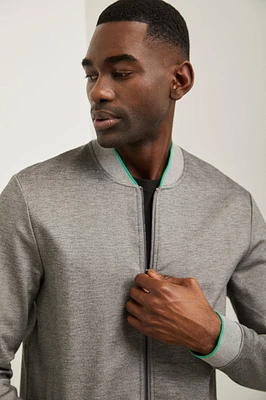 Textured Jersey bomber jacket