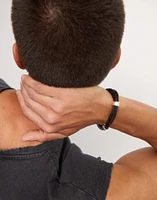 Multi strand leather bracelet with 2 circles