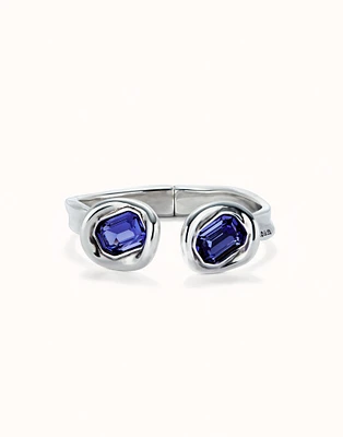 Bangle bracelet with two purple crystals