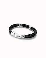 Multi strand leather bracelet with 2 circles