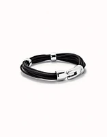 Multi strand leather bracelet with 2 circles