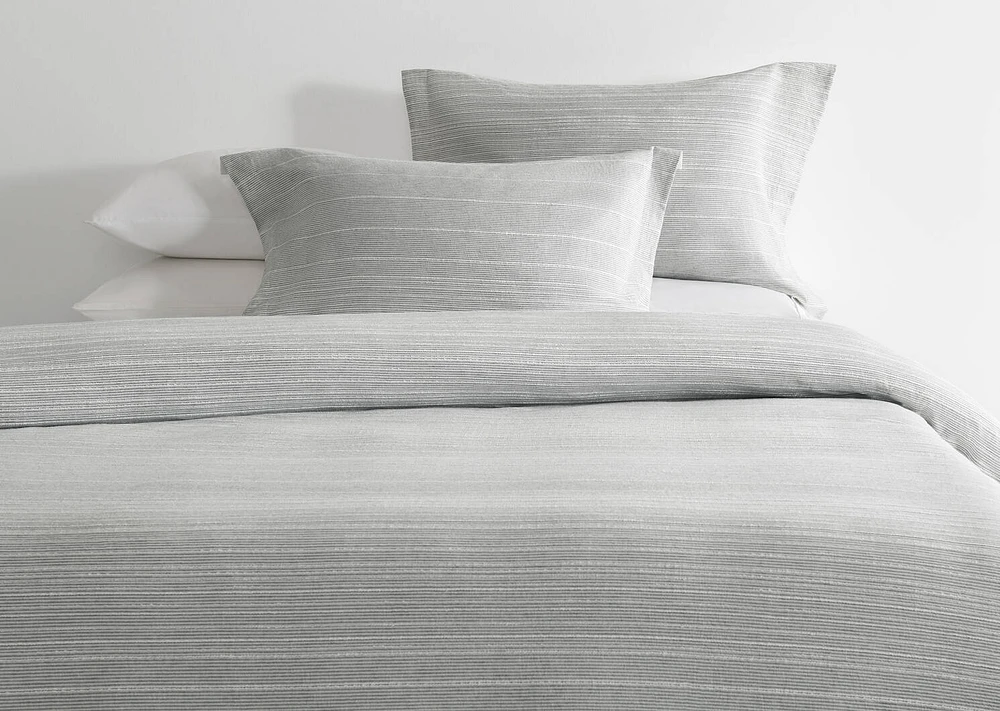 Ted Cotton Duvet Set Queen Lt Grey/Wh