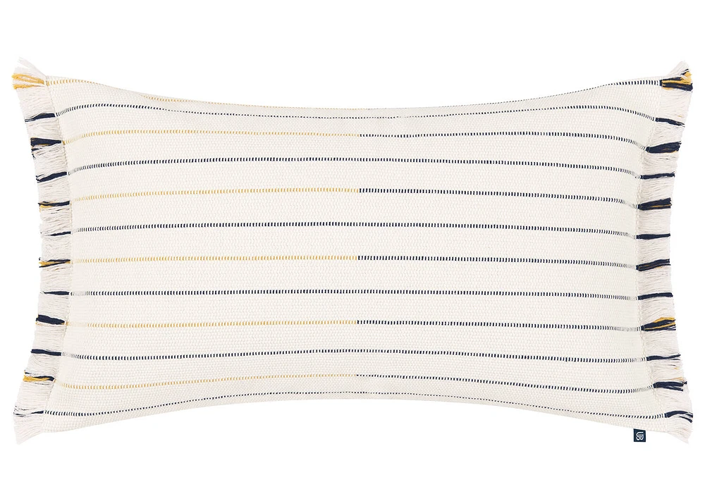Bosa Striped Pillow 14x24 Iv/Navy/Amb