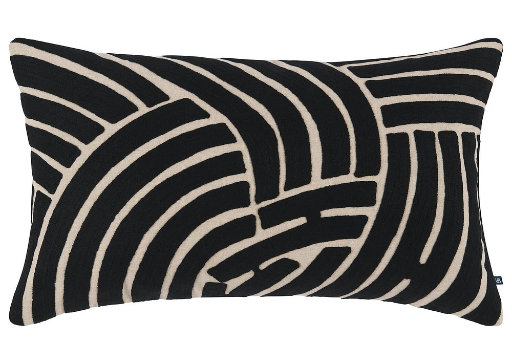 Avila Cotton Pillow 14x24 Black/Natur