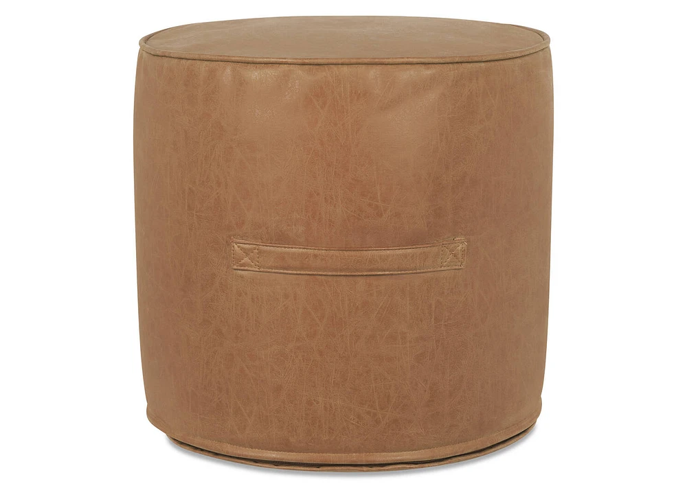 Harlin Faux Leather Pouf Tan