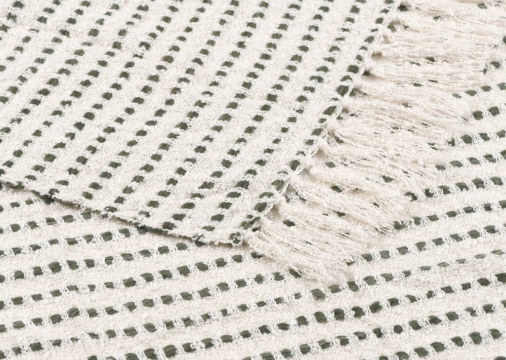 Whitby Throw Ivory/Green