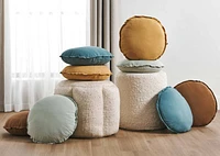 Faria Cotton Round Pillow Blue Mist