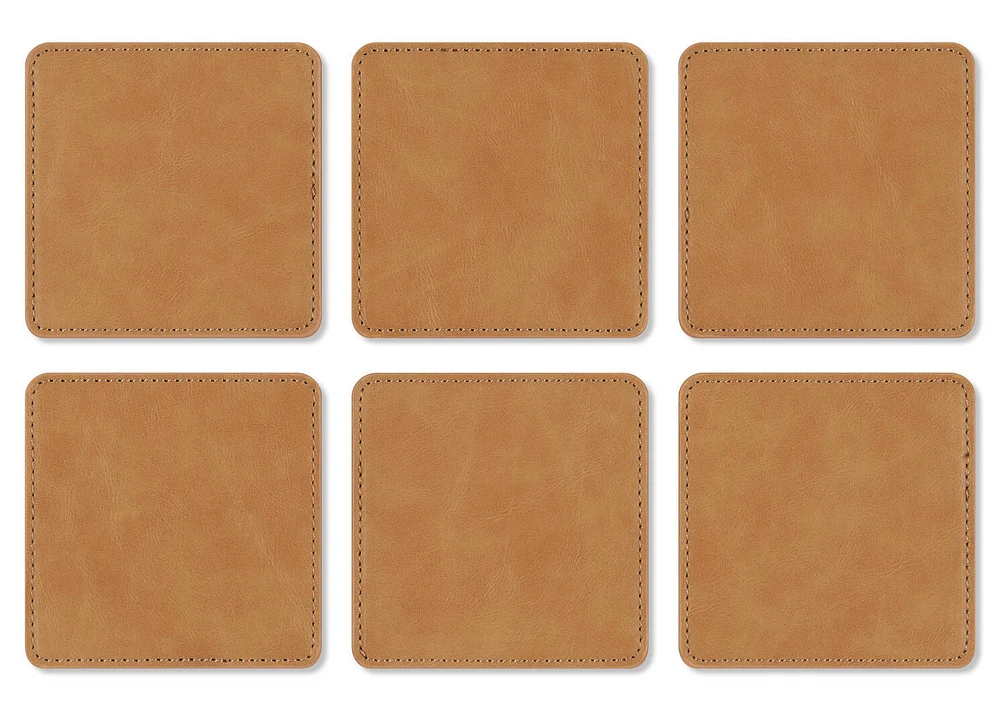 Riva Coaster Set with Holder Tan