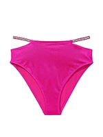 Shine Strap High-Waist Cheeky Bikini Bottom
