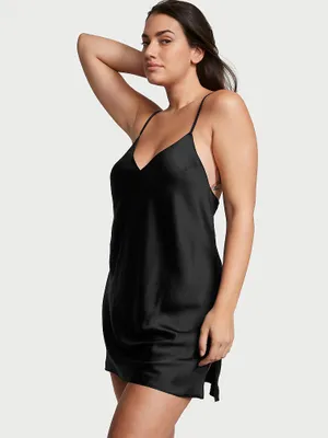 Satin Open-Back Slip Dress