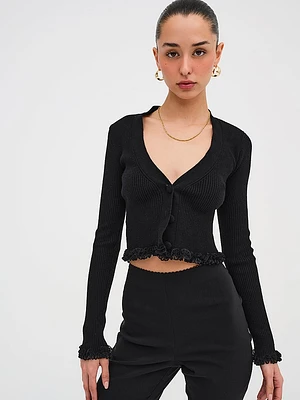 Soft Ribbed Cropped Cardigan