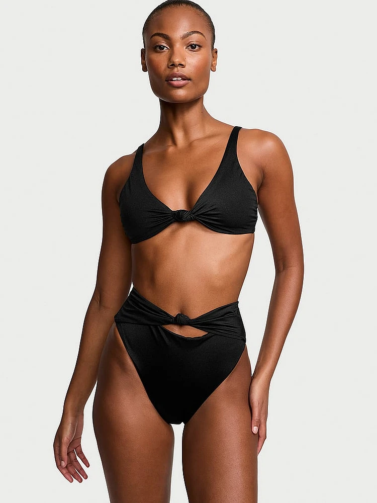 Knotted High-Waist Cheeky Bikini Bottom