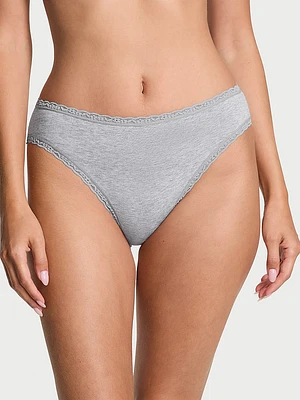Lace-Trim Cotton High-Leg Brief Panty