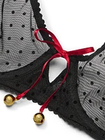 Jingle Bells Mesh Unlined Demi Bra
