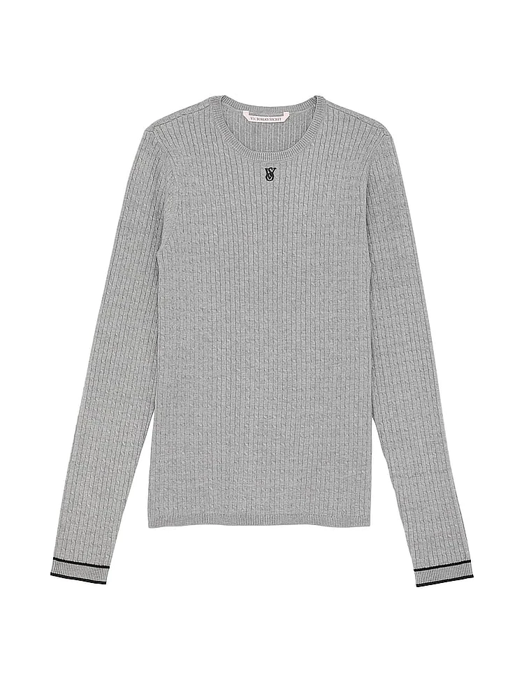 Luxe Cable-Knit Crewneck