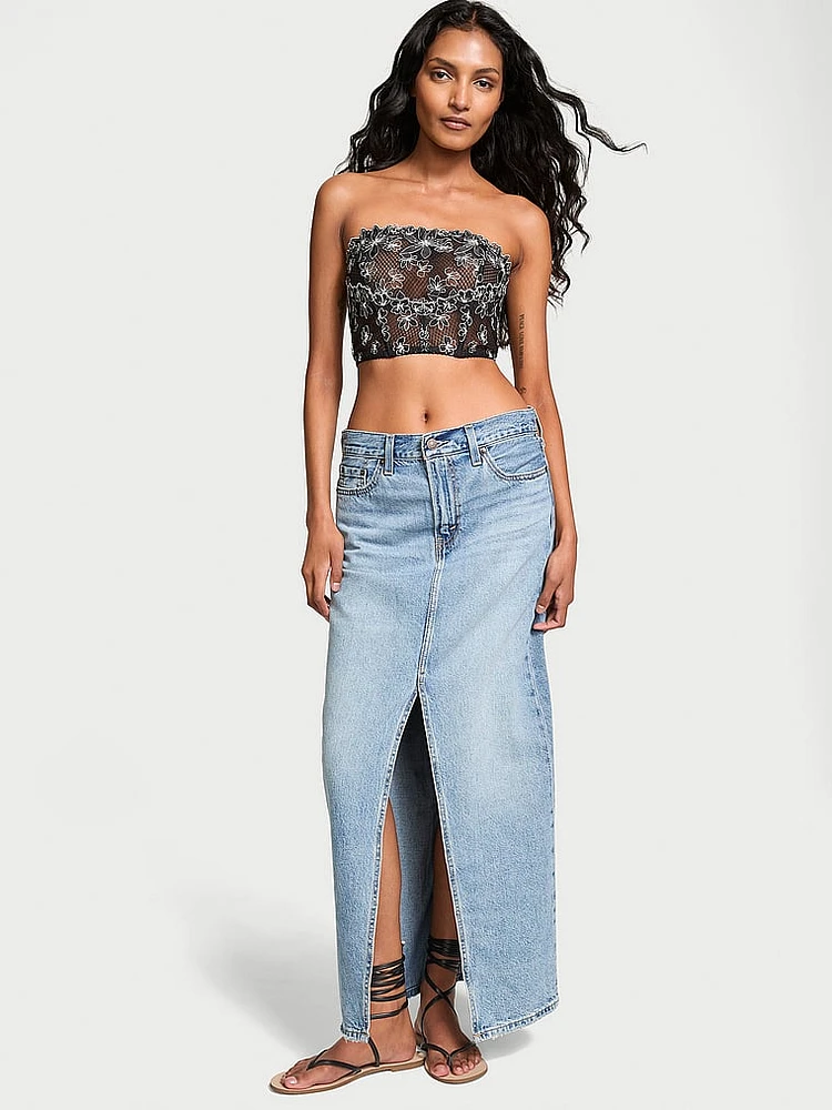 Ziggy Glam Embroidery Unlined Strapless Corset Top