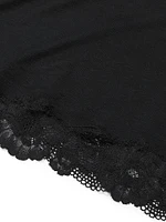 Ribbed Modal & Lace Cross-Back Slip Dress