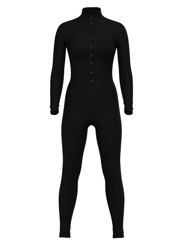 Luxe Ribbed Modal Long-Sleeve Jumpsuit