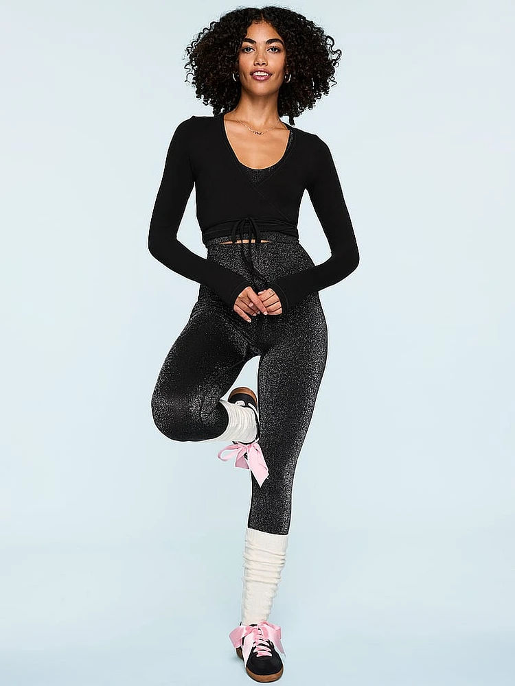 Seamless Shimmer Plunge Sports Bra