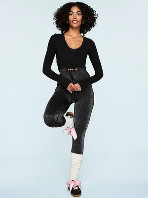 Seamless Shimmer Plunge Sports Bra