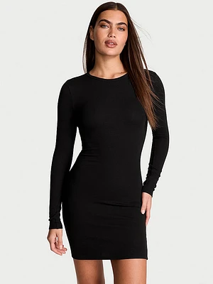 Luxe Ribbed Modal Long-Sleeve Mini Slip