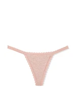 Lace-Trim Cotton V-String Panty