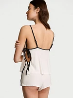Ribbed Modal Velvet-Trim Cami Shorts Set