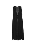 Beachwear Knit Tie-Front Maxi Cover-Up