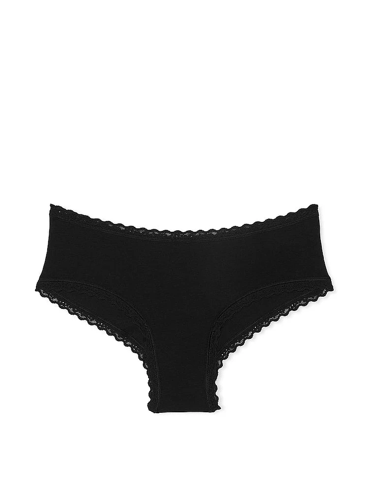 Cotton Pointelle Lace-Waist Cheeky