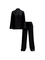 Luxe Satin Double-Breasted Long Pajama Set