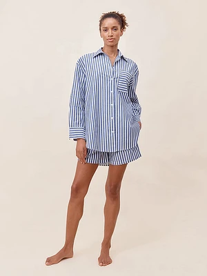 Cotton Stripe Shirting Boxer Pajama Set