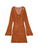 Beachwear Crochet Long-Sleeve Mini Dress