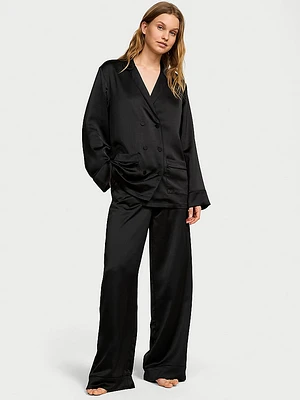 Luxe Satin Double-Breasted Long Pajama Set