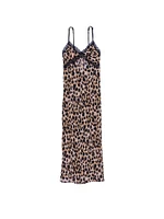 Leopard Chiffon Long Slip Dress