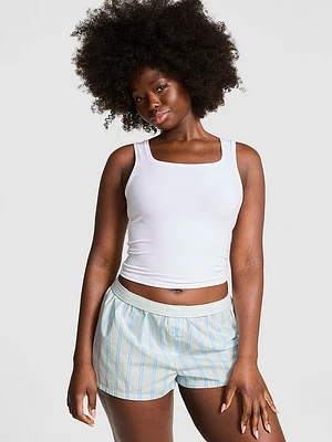 Flannel Boxy Ruffled Pajama Shorts