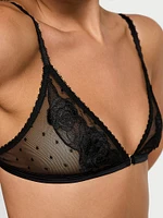 Sheer Rose Dot Triangle Bralette & Flutter Panty Set