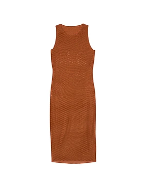 Beachwear Mesh Diamanté Midi Dress