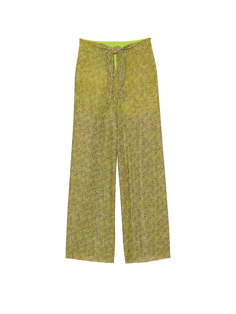 Beachwear Mesh Tie-Front Cover-Up Pants