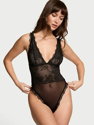Sheer Rose Plunge Bodysuit