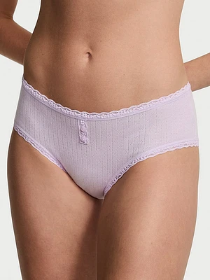Lace-Waist Cotton Cheeky Panty